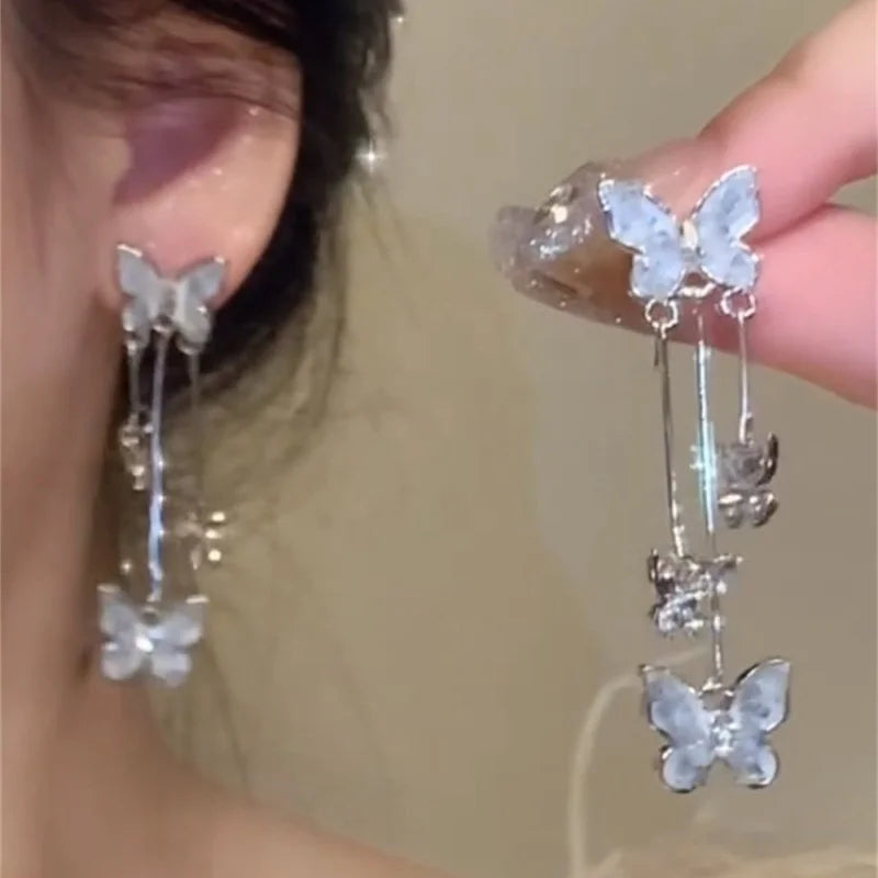 🔥💎 BUTTERFLY DROP EARRINGS - RED ZIRCON GLAM! 💎🔥