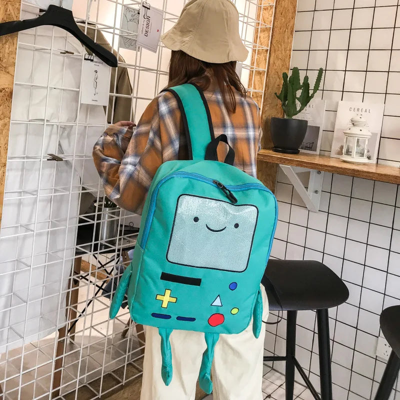 🎒💚 Cute BMO Cartoon Backpack – Your Fun School Companion!