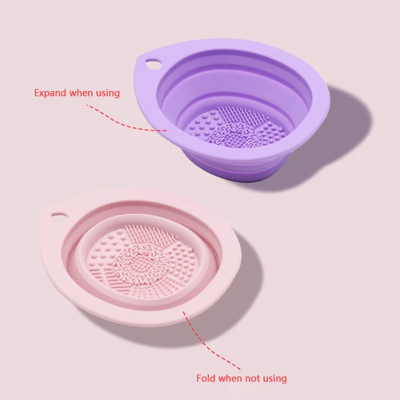 💄✨ Foldable Silicone Brush Cleaner – Soft Scrubber Bowl for Makeup & Eyeshadow Brushes 🧼🪄