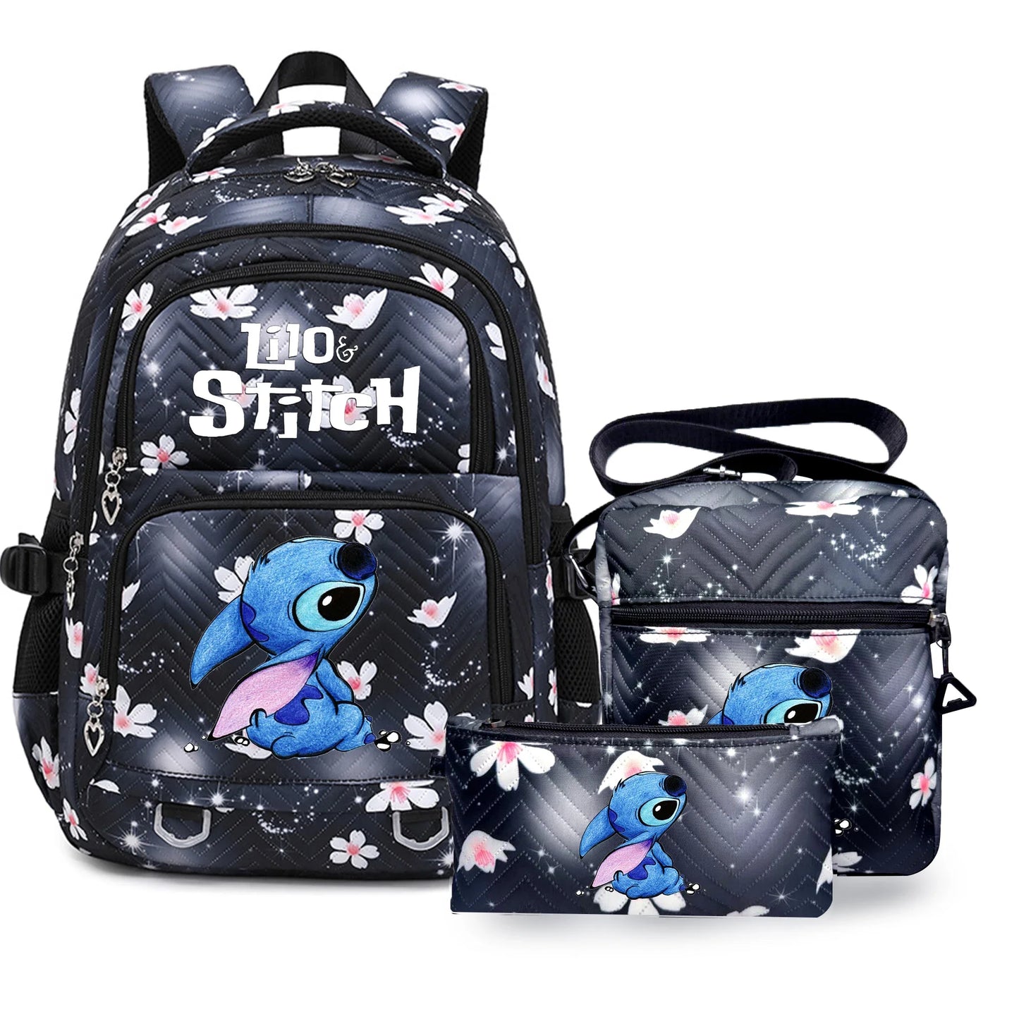 🎒💙 Large Lilo & Stitch Backpack – Perfect for School & Travel for Girls & Women + Pencil Case & Lunch Bag 🍱✨