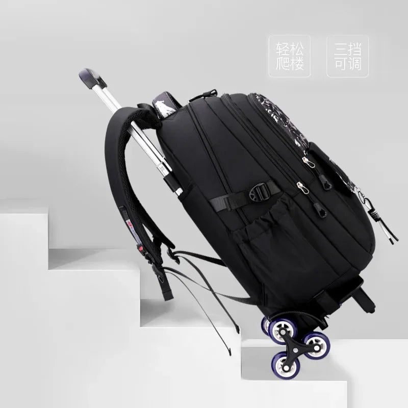 🎒🛞 Wheeled School Backpack – 2-in-1 Pull & Carry Bag for Boys 🚸 Perfect for School & Travel!
