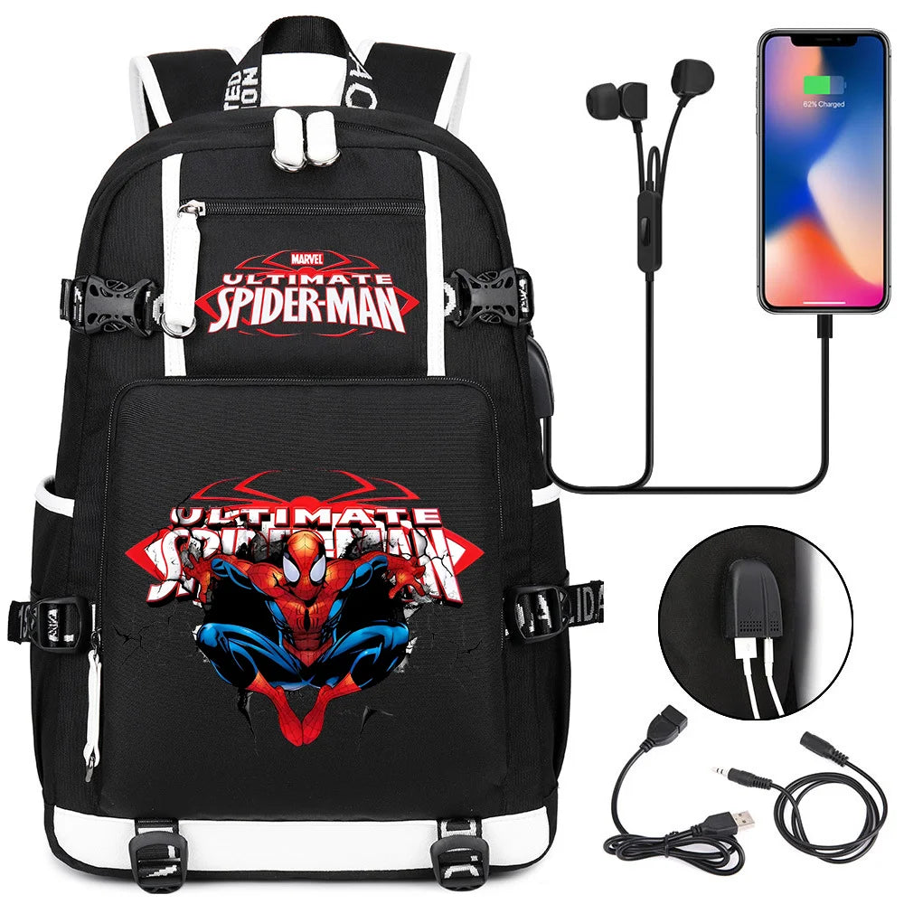 🕷️🎒 Spider-Man Superhero Backpack – Waterproof Multi-Use Bag with USB Charging! 🔌💥