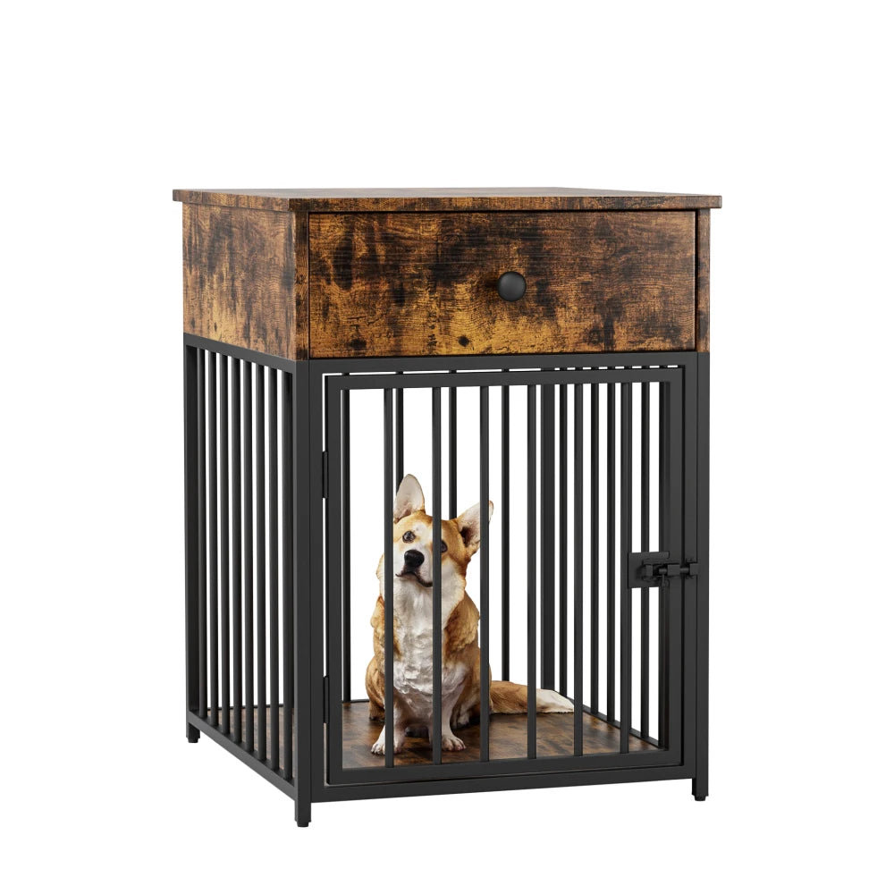 "🏠🐶 Stylish Dog Crate Furniture – Cozy Kennel + Drawer & Table in One! 🐾🛋️✨"