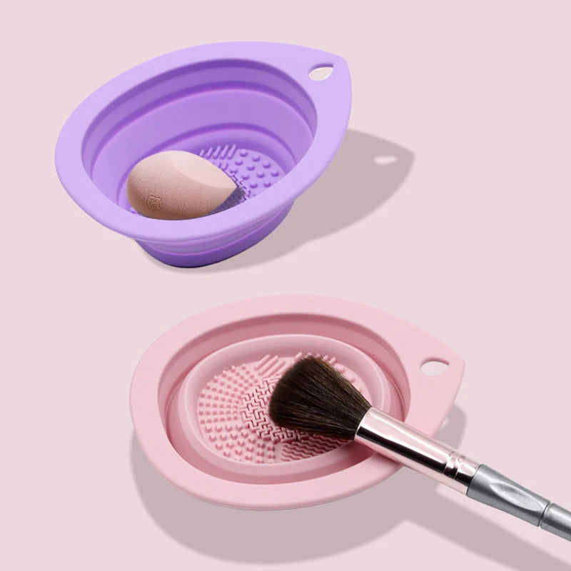 💄✨ Foldable Silicone Brush Cleaner – Soft Scrubber Bowl for Makeup & Eyeshadow Brushes 🧼🪄