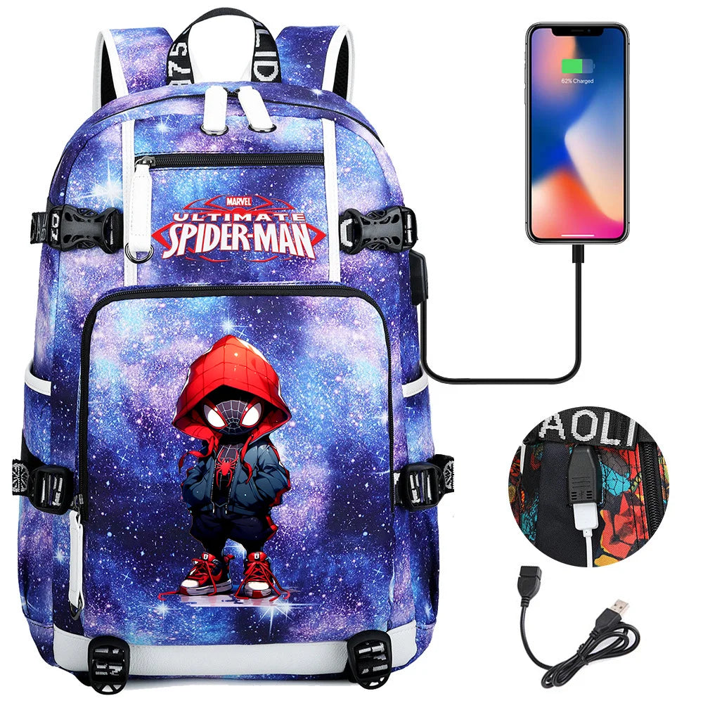 🕷️🎒 Spider-Man Superhero Backpack – Waterproof Multi-Use Bag with USB Charging! 🔌💥