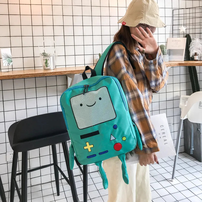 🎒💚 Cute BMO Cartoon Backpack – Your Fun School Companion!
