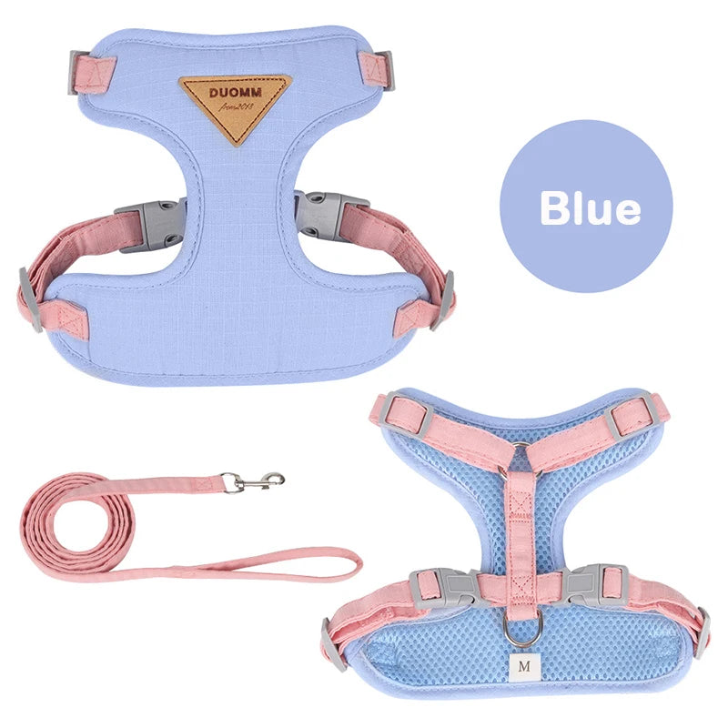 "🐾💨 Breathable Puppy Harness & Leash – Perfect Fit for Small to Medium Pets! 🐶🐱🎀"