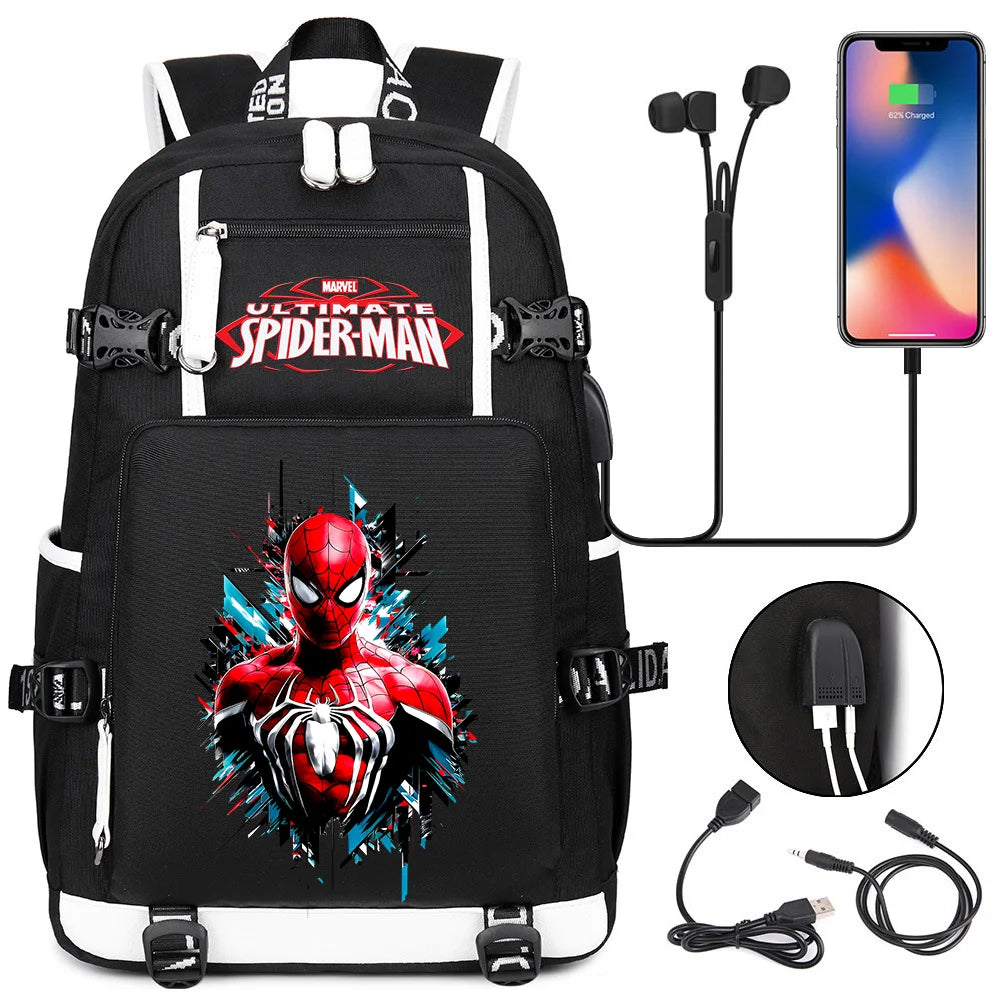 🕷️🎒 Spider-Man Superhero Backpack – Waterproof Multi-Use Bag with USB Charging! 🔌💥