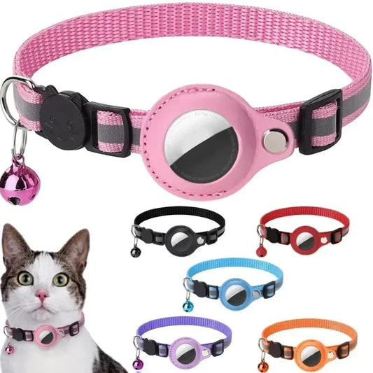 🐾 Reflective Anti-Lost Cat Collar w/ Airtag Case & Bell