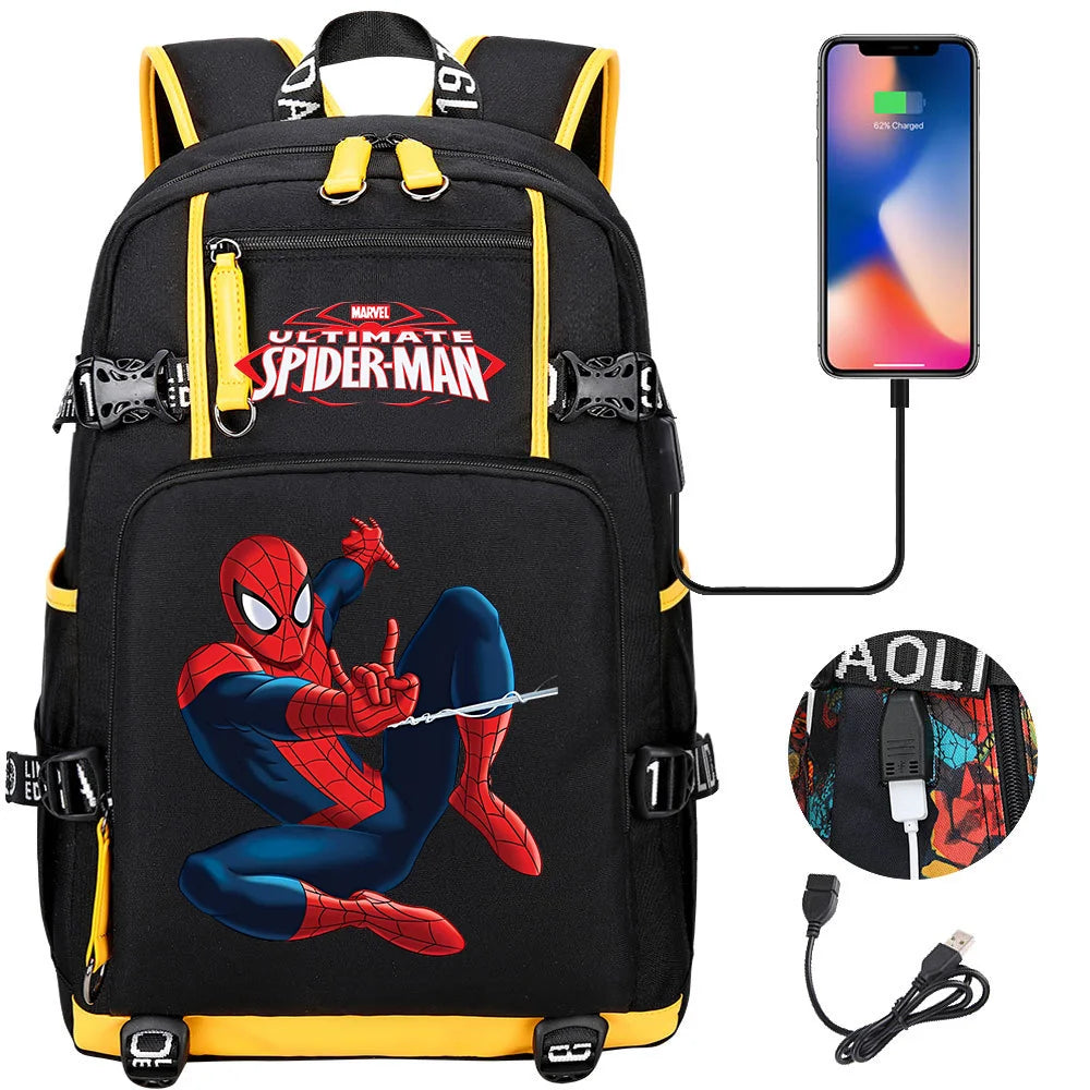 🕷️🎒 Spider-Man Superhero Backpack – Waterproof Multi-Use Bag with USB Charging! 🔌💥