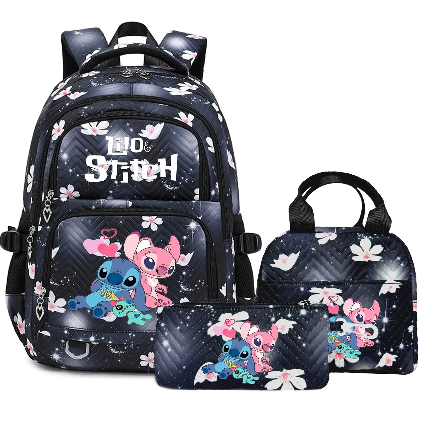 🎒💙 Large Lilo & Stitch Backpack – Perfect for School & Travel for Girls & Women + Pencil Case & Lunch Bag 🍱✨