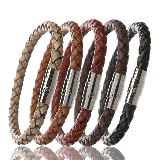 🔥 Handmade Vintage Leather Bracelet for Men – Magnetic Buckle & Adjustable Fit (19-22cm) 🔥