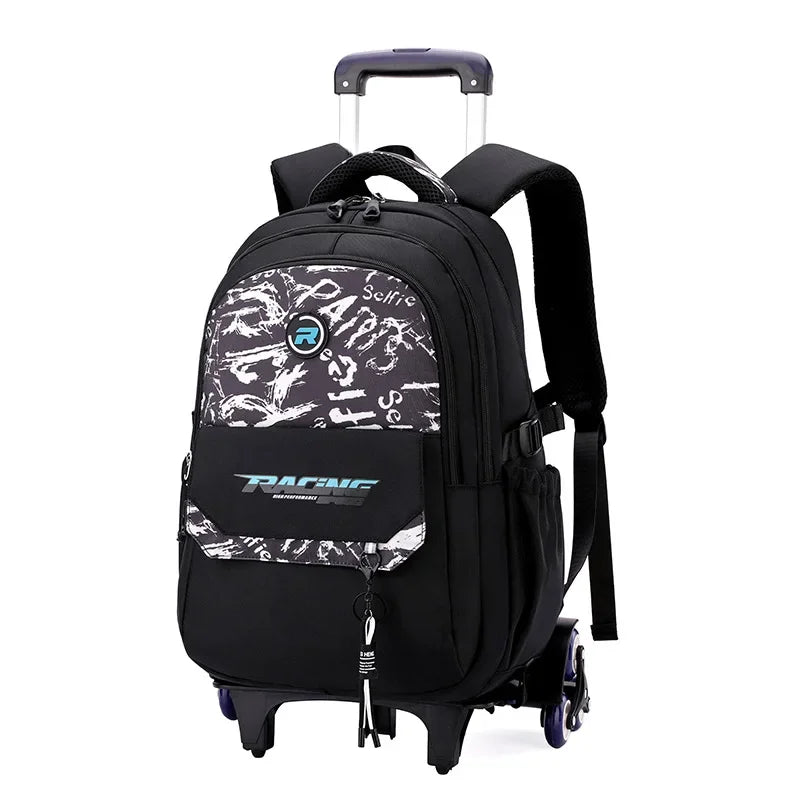 🎒🛞 Wheeled School Backpack – 2-in-1 Pull & Carry Bag for Boys 🚸 Perfect for School & Travel!