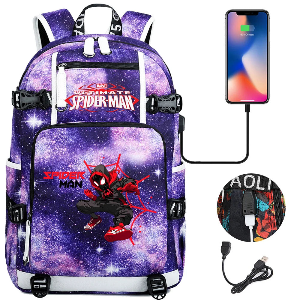 🕷️🎒 Spider-Man Superhero Backpack – Waterproof Multi-Use Bag with USB Charging! 🔌💥