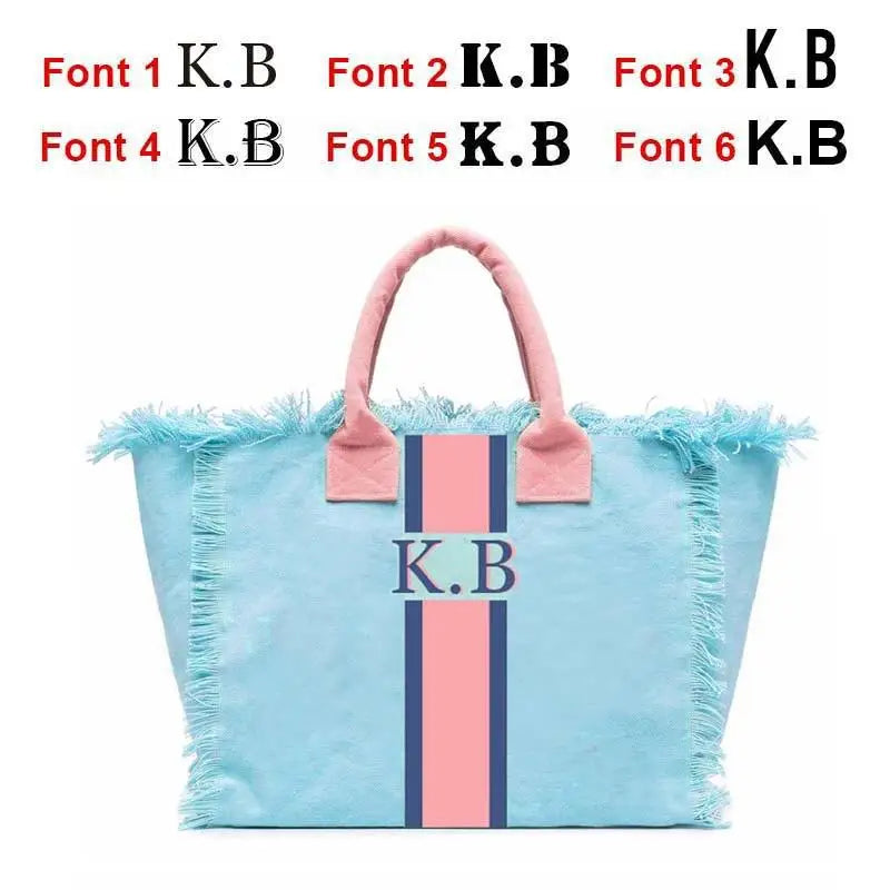 👜🌞 Summer American-Style Stripe Tote | Women’s Canvas Handbag with Tassel – Customizable Letters, Perfect for Beach & Wedding Gift