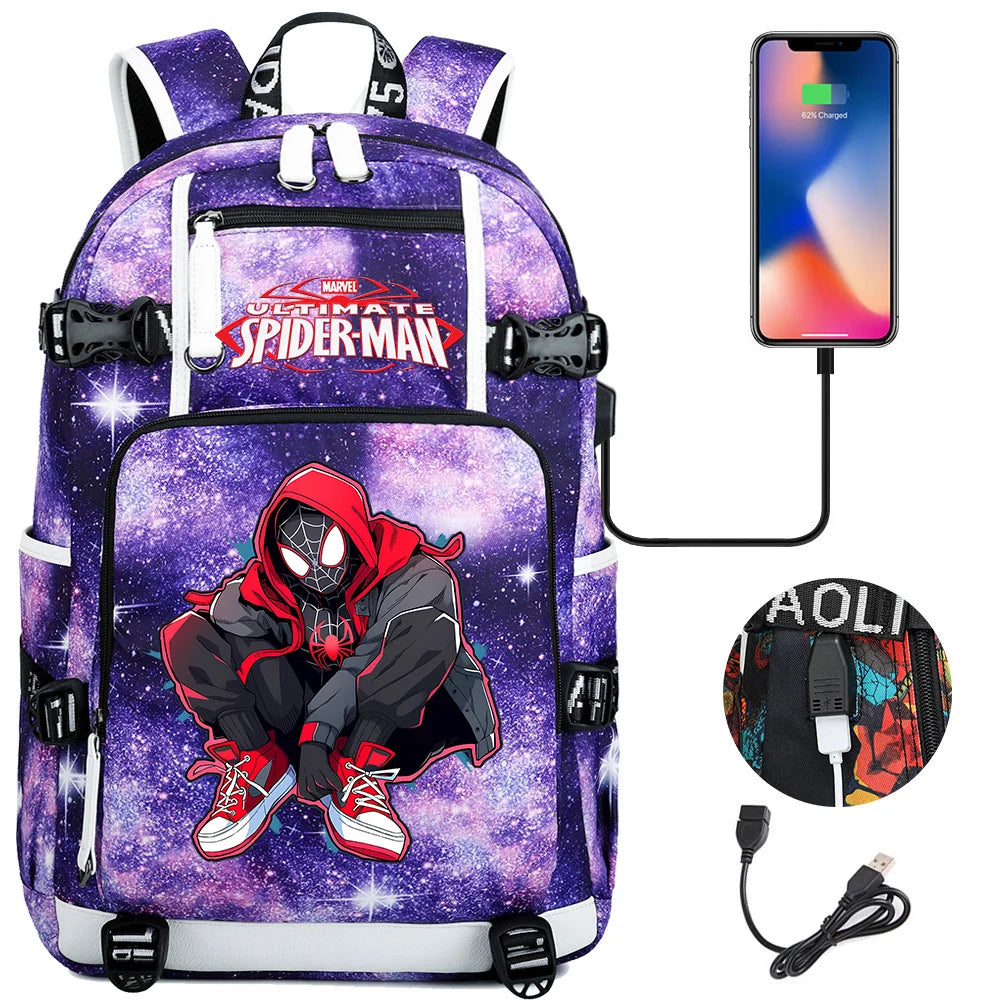 🕷️🎒 Spider-Man Superhero Backpack – Waterproof Multi-Use Bag with USB Charging! 🔌💥