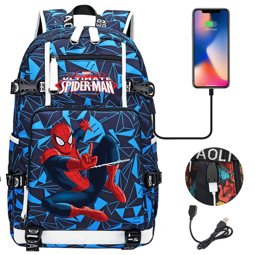 🕷️🎒 Spider-Man Superhero Backpack – Waterproof Multi-Use Bag with USB Charging! 🔌💥