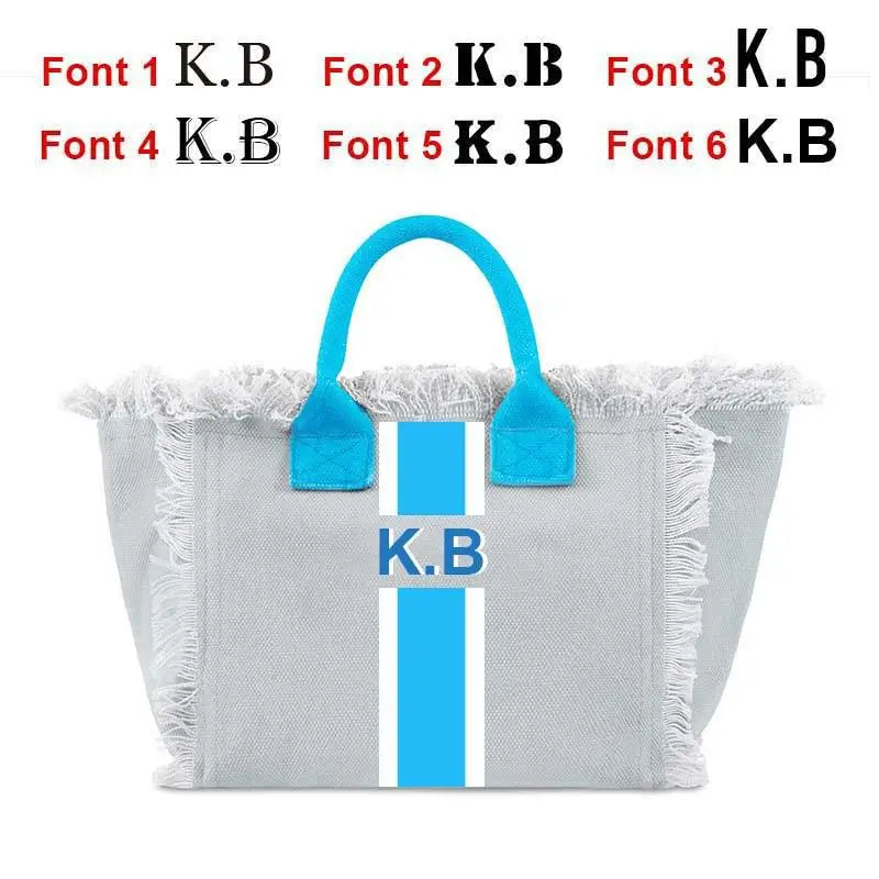 👜🌞 Summer American-Style Stripe Tote | Women’s Canvas Handbag with Tassel – Customizable Letters, Perfect for Beach & Wedding Gift