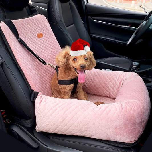 WANZQHONG Dog Car Seat Dog Booster Seat Specially Designed for The Safety of Dogs Removable Pet Car Seat Velvet Dog Beds for Small Dogs Puppy Car Seat Fit for Small Dogs Cats or Other Pets (Pink)