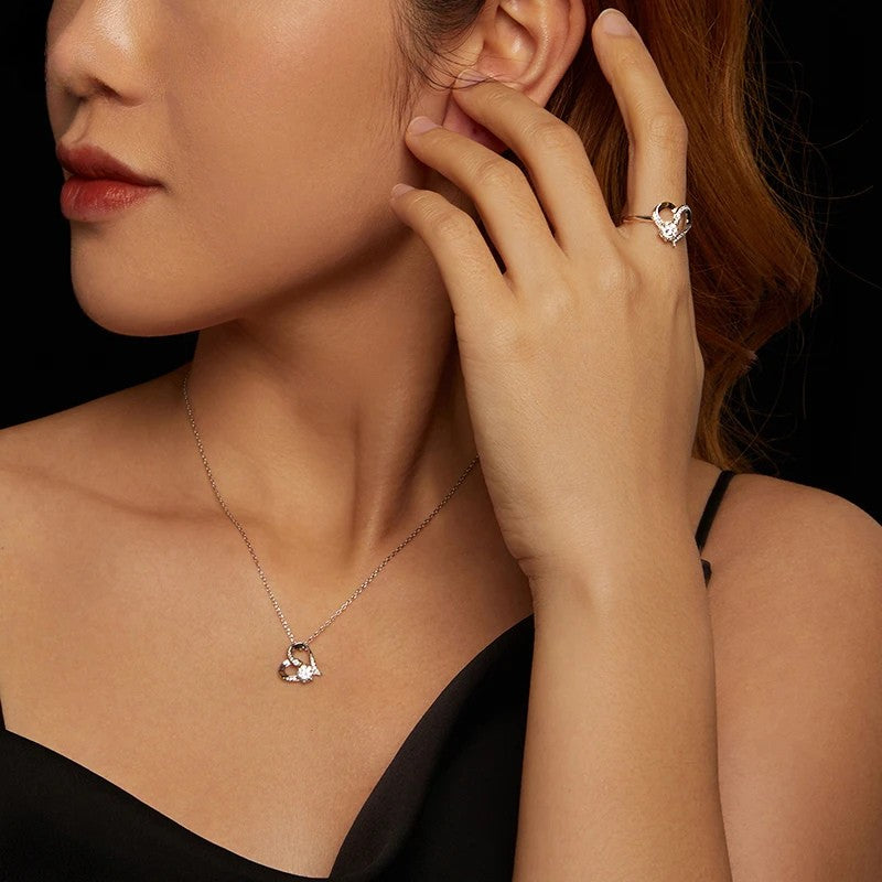 💍 925 Sterling Silver Heart Moissanite shahd Ring - 18K Gold Plated ✨
