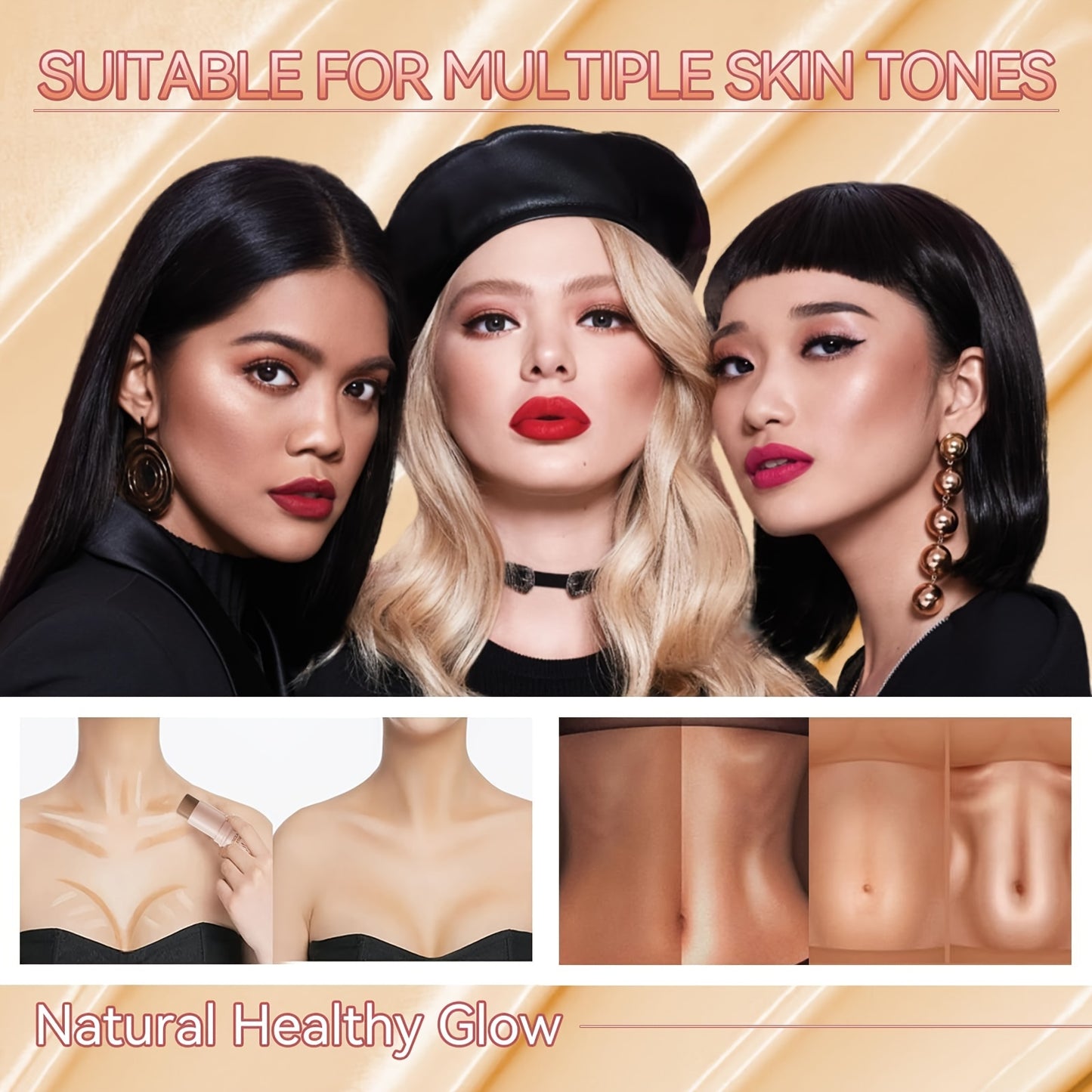 ✨ 3-Piece Cream Contour Kit – Contour, Blush & Highlighter Sticks + Brush | Waterproof & Long-Lasting