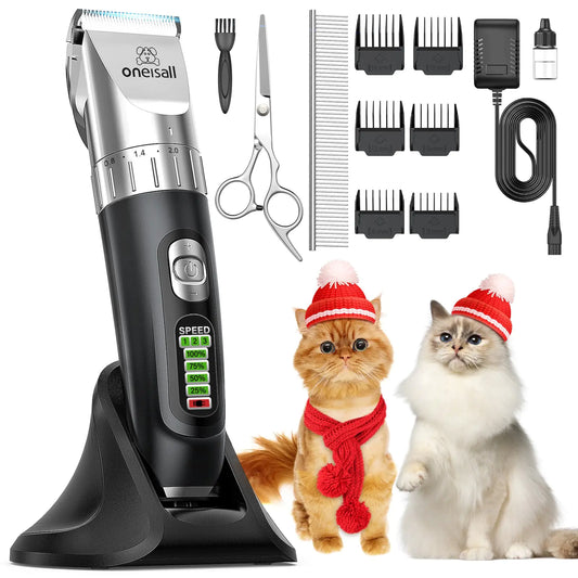 oneisall Cat ClippersQuiet Cat Hair Trimmer for Matted HairRechargeable Cat Grooming Supplies for Thick/Curly/Fin HairCordless Cat Grooming Kit
