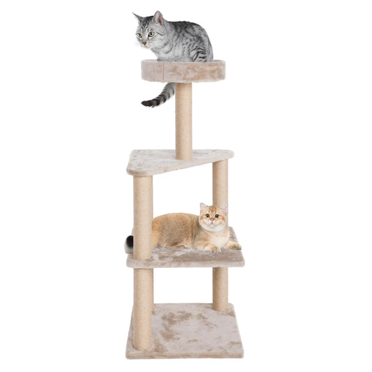Cat Tree Tower 40 inch Tall Cat Tree for Indoor Cats Cat Scratching Post 4-Layer Cat Tower for Large Cats Beige