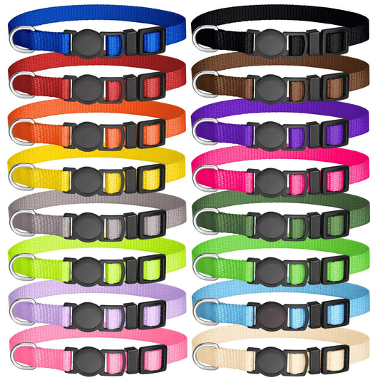 16 PCS Puppy Collars Safety Buckle Puppy Collars for Litter Nylon Adjustable Puppy Collars for Small Puppies Breakaway Puppy ID Collars Whelping Collars Pet SuppliesStuffAccessories(M)